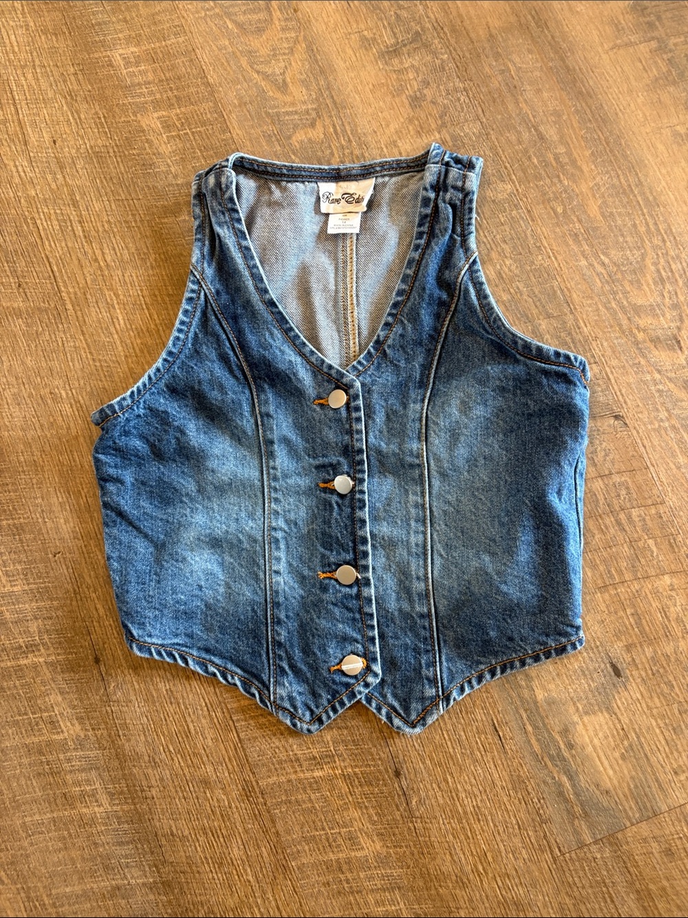Rare Editions Light Blue Denim Vest with Contrast Stitching Youth 14